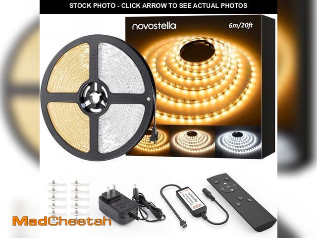 Lot 74-12118927 - NOVOSTELLA 20ft Tunable White LED Strip Light Kit Dimmable 3000K-6500K 24V Tape Light with RF Remote...