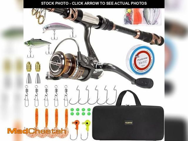 Lot 74-14280709 - PLUSINNO Fishing Rod and Reel Combos -24 Ton Carbon Fiber Telescopic Fishing Pole - Spinning Reel 12...
