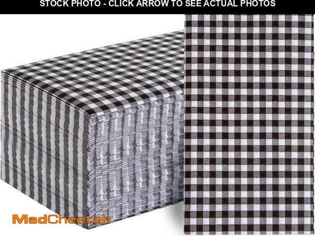 Lot 74-12333484 - WDF 150Pack Black Gingham Napkins - 3 Ply Disposable Black and White Checkered Guest Napkins, Dinner...