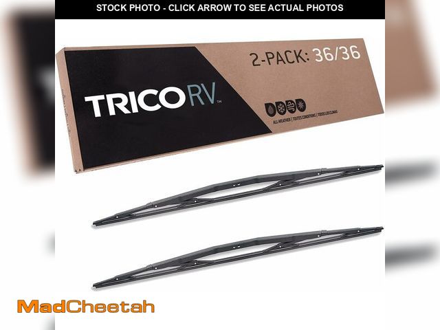 Lot 74-12760554 - Trico RV 36 Inch Pack of 2 Heavy Duty &amp; Automotive Replacement RV Windshield Wipers w/Wide Saddl...