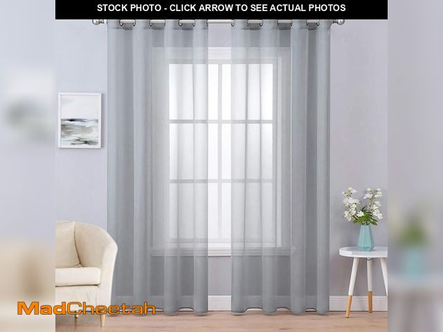 Lot 74-12310244 - MIULEE 2 Panels Solid Color Dark Grey Sheer Curtains Elegant Grommet Window Voile Panels/Drapes/Trea...