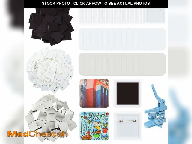 Lot 74-14341378 - Wavwavw 150 Sets 50mm/1.97 Inch Square Button Maker Supplies, 75 Pcs Blank Fridge Magnet Badge Parts...