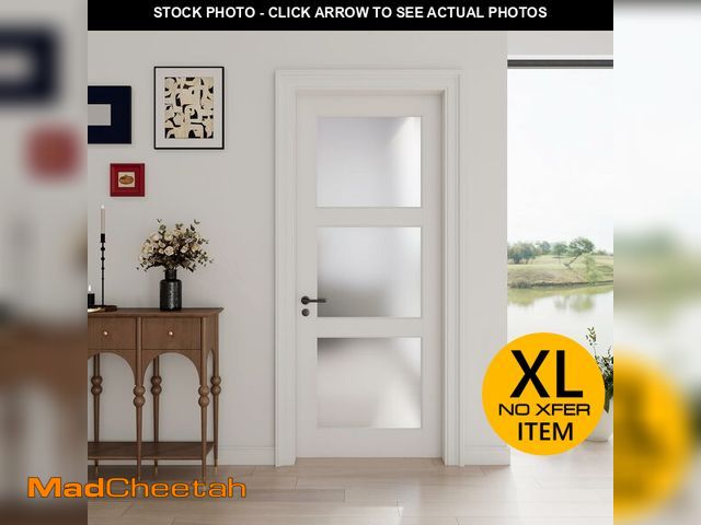 Lot 74-12614911 - 24"x 80"with 3-Panel Pre-Assembled Frosted Glass Pocket Door Slab,French Door for Bedroom Closet Lau...