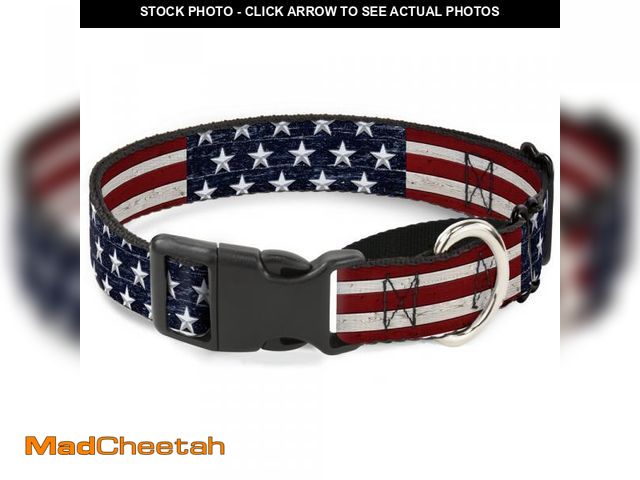 Lot 74-12214042 - Buckle-Down Americana Rustic Stars &amp; Stripes Martingale Dog Collar, 1.5" Wide-Fits 16-23" Neck-M...