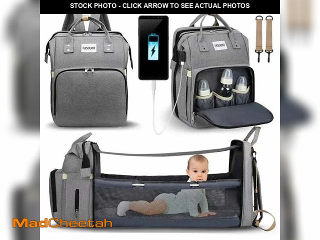 Lot 74-14587195 - Diaper Bag Backpack with Changing Station, Baby Diaper Bag Backpack with Portable Crib, Large Capaci...