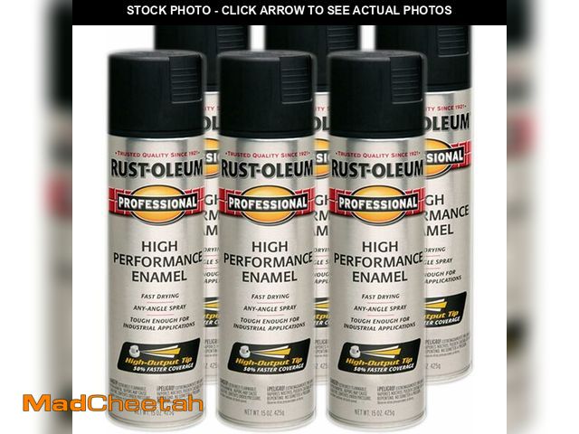 Lot 74-14445612 - (SET OF 6) Rust-Oleum Professional High Performance Semi-Gloss Black Spray Paint - UNUSED