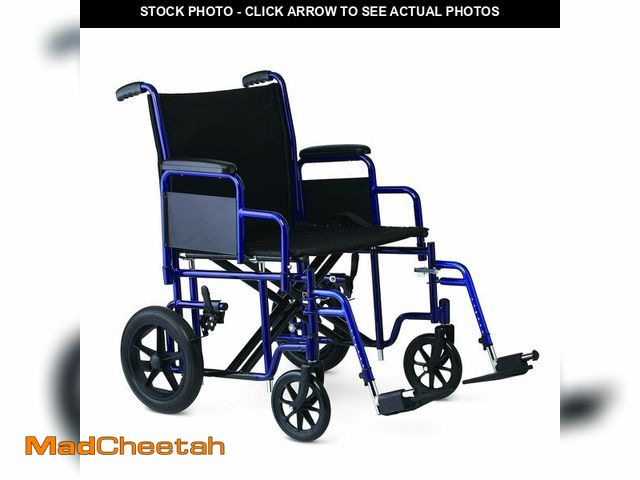 Lot 74-12897354 - Medline Heavy Duty Transport Chair supports up to 500 lbs., Bariatric Transport Wheelchair, 22" x 18...