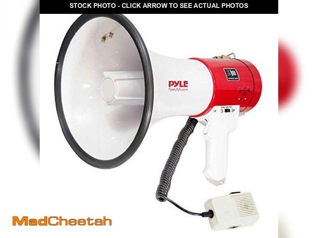Lot 74-12096410 - Pyle Megaphone Speaker PA Bullhorn - with Built-in Siren 50 Watts Adjustable Volume Control &amp; Re...