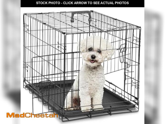 Lot 74-12096084 - DUMOS 24-Inch Double Door Dog Crate | Durable Metal Pet Kennel with Secure Locks | Foldable &amp; Po...