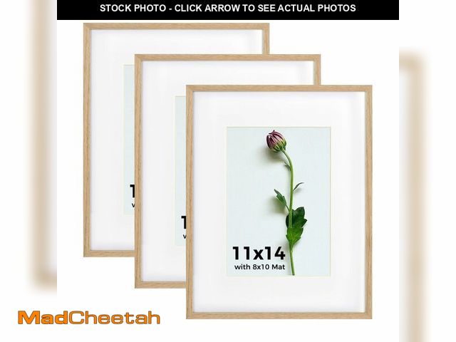 Lot 74-14144797 - Atryinous 11x14 Picture Frame Set of 3, Solid Oak Photo Frames with Plexiglass Display Picture 8x10 ...
