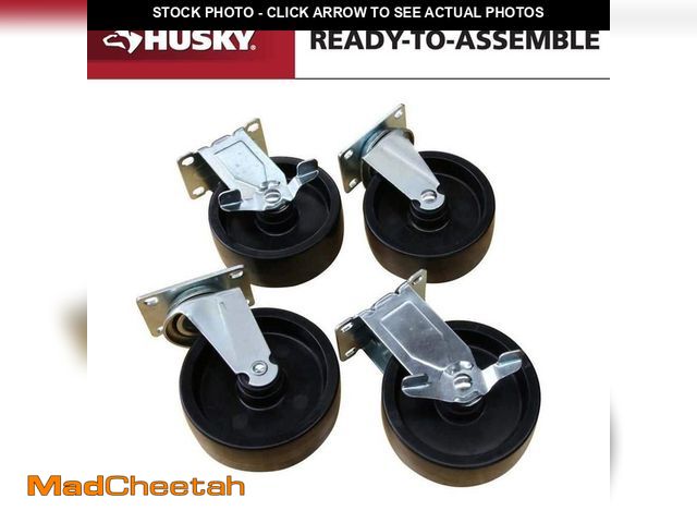 Lot 74-12594476 - Husky 5 in. Caster Kit for Ready-to-Assemble Steel Garage Base Cabinets - UNUSED