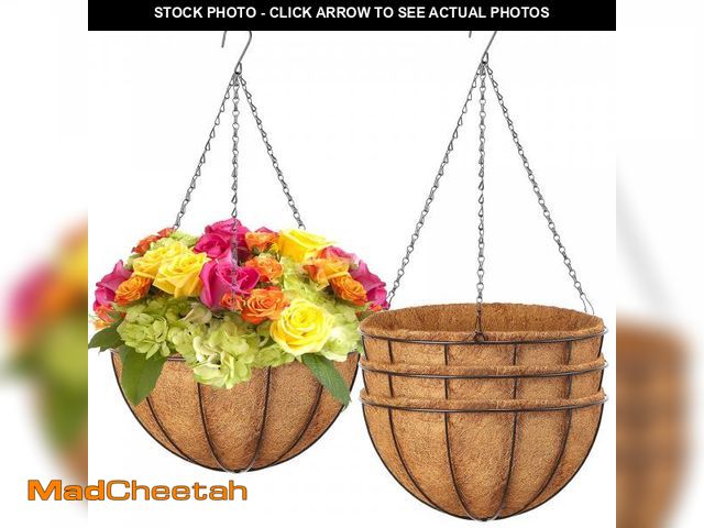 Lot 74-11552606 - LCHUANG Hanging Baskets Planter for Plants - 4 Pack 12 Inch Metal Baskets with Coco Coir Liner, Hang...