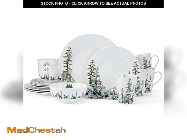 Lot 74-13040656 - Mikasa Watercolor Forest Bone China Lightweight Chip Resistant 16 Piece Dinnerware Set, Service for ...