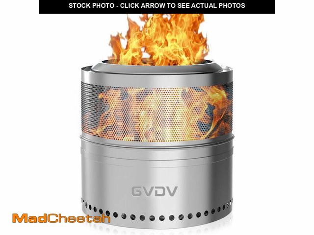 Lot 74-14351092 - GVDV 18" Fire Pit for Camping Smokeless, Collapsible Stainless Steel Heater with Bag - UNUSED