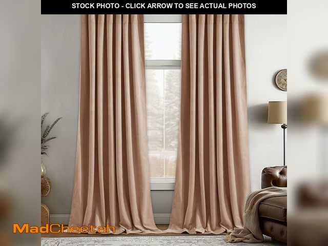 Lot 74-14213814 - StangH Blush Beige Velvet Curtains for Nursery Girls Bedroom, Elegant Rod Pocket Light Dimming Priva...
