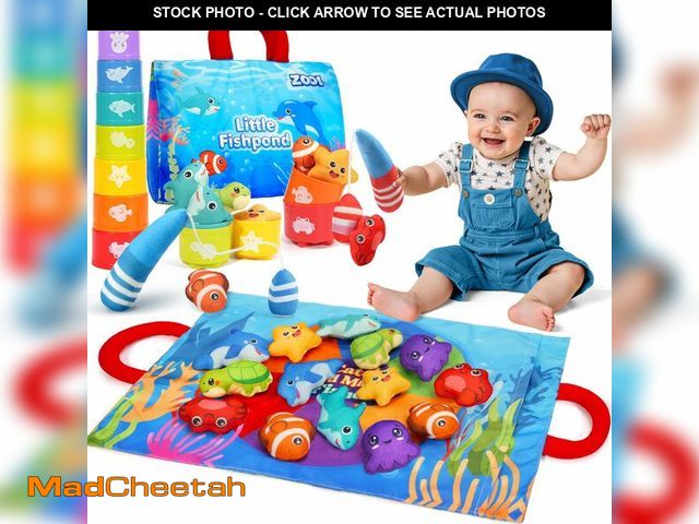Lot 74-13721949 - ZOOI Toddler Montessori Toys for 1-3 Year Old, 24PCS Cloth Fishing Game with Stacking Cups for Hand-...