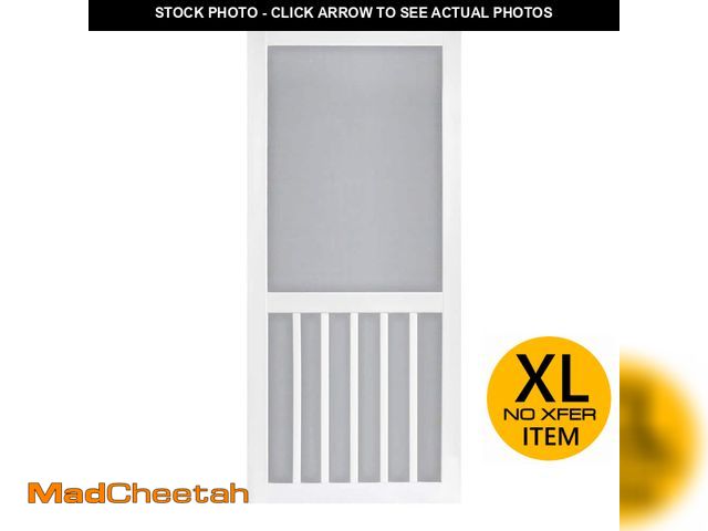 Lot 74-12553954 - 36 in. x 80 in. White Solid Vinyl 5-Bar Screen Door - UNUSED