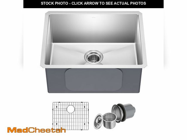 Lot 74-13788094 - KRAUS Standard PRO 23-Inch 16 Gauge Undermount Single Bowl Stainless Steel Kitchen Sink, KHU101-23 -...