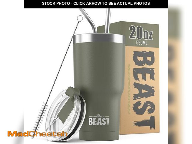 Lot 74-13540648 - Beast 20 oz Tumbler Stainless Steel Vacuum Insulated Coffee Ice Cup Double Wall Travel Flask (Army G...