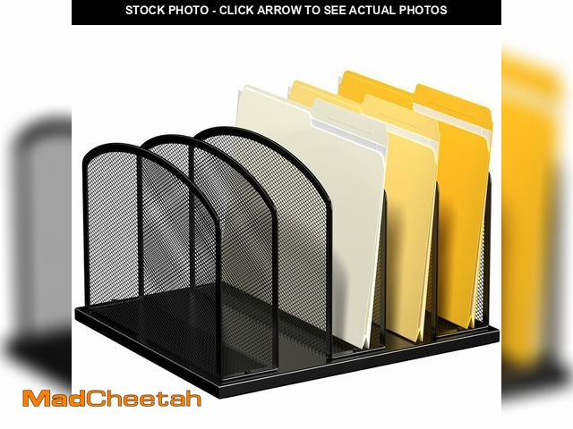 Lot 74-12701031 - Gawerk Large Size Desk File Organizer, Metal Mesh Vertical Desktop File Holder, 5-Section file organ...