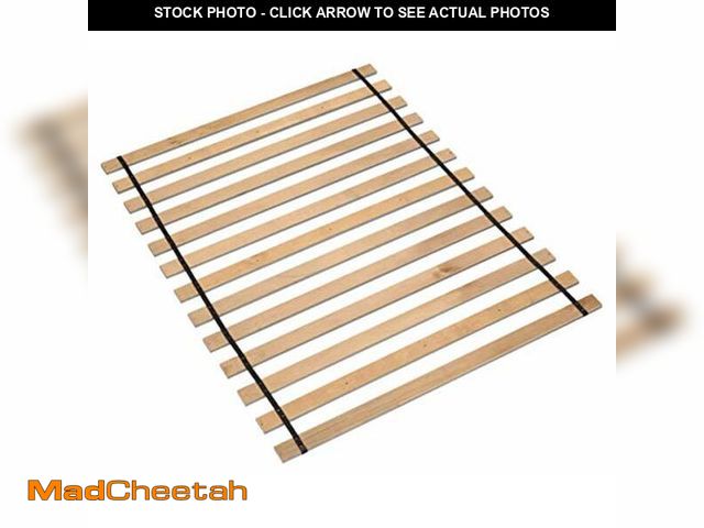 Lot 74-12664640 - Signature Design by Ashley Wooden Mattress Support Bunkie Board Roll Slat with Nylon Cord, Queen, Be...