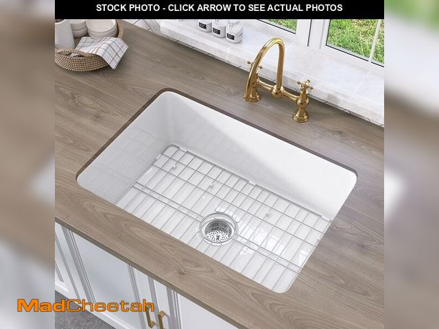 Lot 74-12762872 - TUKTUK White Undermount Kitchen Sink 27 Inch Fireclay Drop-in Deep &amp; Modern Farm Sink Large Sing...