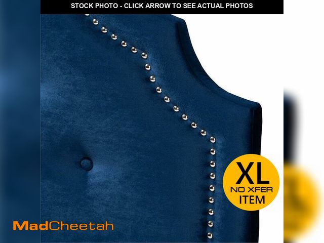 Lot 74-13467574 - 24KF Upholstered Button Tufted Queen Headboard with Nailhead Trim, Elegant Boucle Fabric Full headbo...