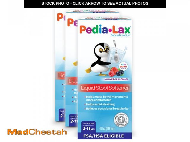 Lot 74-12440767 - Pedia-Lax Liquid Stool Softener for Kids, Ages 2-11, Berry Flavor, 4 Fl Oz (Pack of 3) Packaging may...