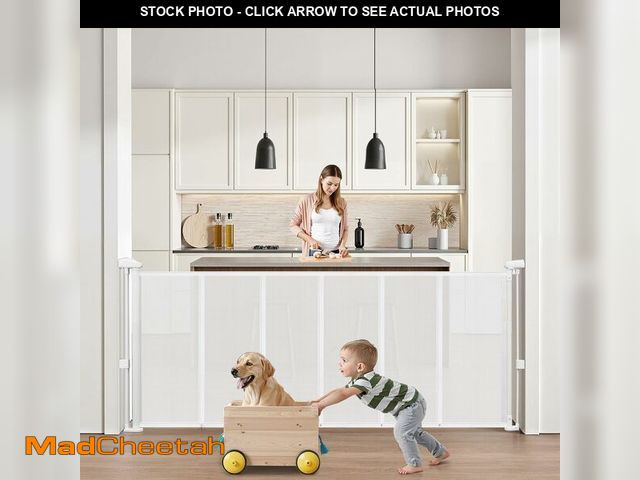 Lot 74-12544463 - VEVOR Retractable Baby Gate, 34 inch Tall, Extends up to 71 inch Wide, Retractable Gate for Kids or ...