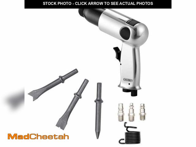 Lot 74-13668105 - SKYSHALO Air Hammer, 3500BPM Pneumatic Hammer with 2.76 in. Stroke and 4-Piece Chisels Round Shank P...