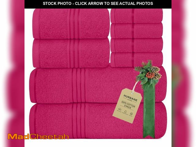Lot 74-14427436 - HURBANE HOME 8 Piece Bath Towels for Bathroom - 100% Cotton, Soft Absorbent Bathroom Towels Set - 2 ...