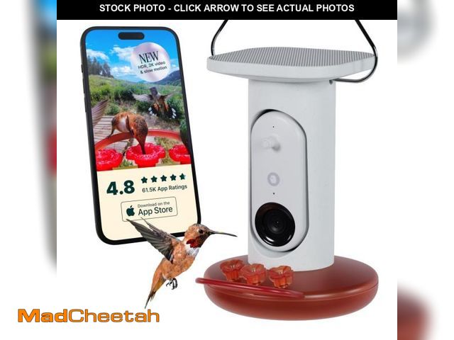 Lot 74-12275125 - Birdbuddy Smart Solar Pro Hummingbird Feeder with Camera - AI Bird Identification, 2K Video, 5MP Pho...