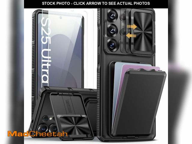Lot 74-12717346 - SSLOTSCASE for Samsung Galaxy S25 Ultra Case with 2X Screen Protector, Card Holder &amp; Kickstand &...
