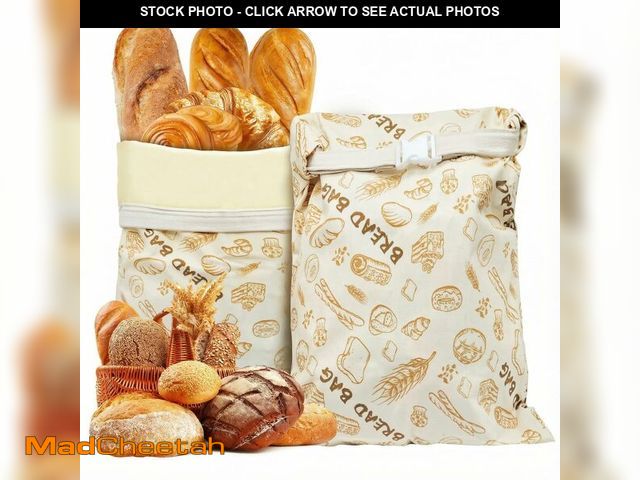 Lot 74-13946666 - 2-Pack JIDSPWLS Reusable Beeswax Bread Bags Ã¢â¬â Breathable for Homemade &amp; Sourdough Loaves,...