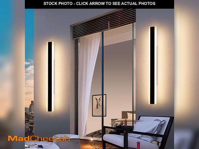 Lot 74-12480589 - Mikeru 2Pack 47inch Outdoor Wall Light Fixtures, 3000/4500/6000K 3 Color Modern Black Linear Wall Li...