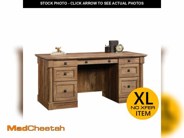 Lot 74-12898673 - Sauder Palladia Office Desk with Drawers, Executive Desk with File Cabinet Storage, Cable Management...