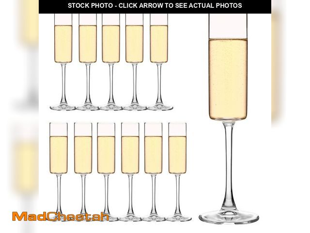Lot 74-14274421 - YARYOUNG Set of 12 Square Champagne Glasses, 6 oz Capacity, Premium Crystal Clear Glass - UNUSED
