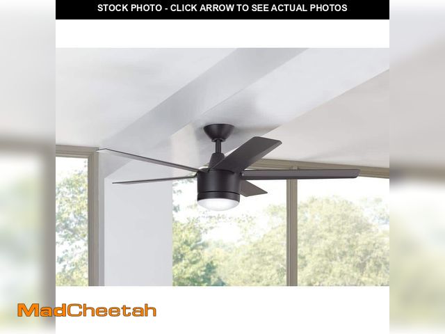Lot 74-12884809 - Merwry 52 in. Integrated LED Indoor Brushed Nickel Ceiling Fan with HubSpace Bundle, Works with Goog...
