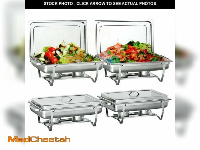 Lot 74-12781781 - Chafing Dish Buffet Set 4 Pack,Vipsafe 8QT Rectangle Stainless Steel Chafing Dishes for Buffet Campi...
