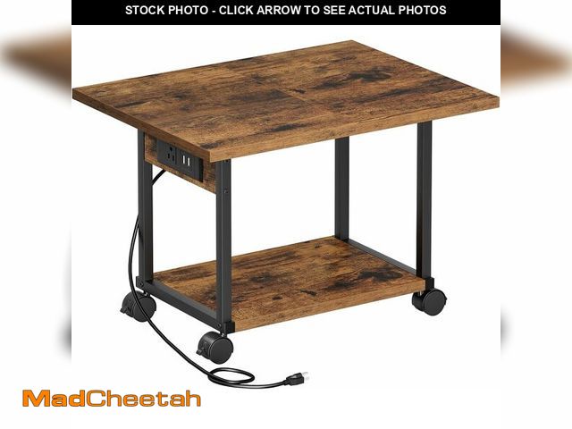 Lot 74-13583716 - Asgolion Printer Table, 2-Tier Under Desk Printer Stand with Charging Station, Printer Stand with Wh...