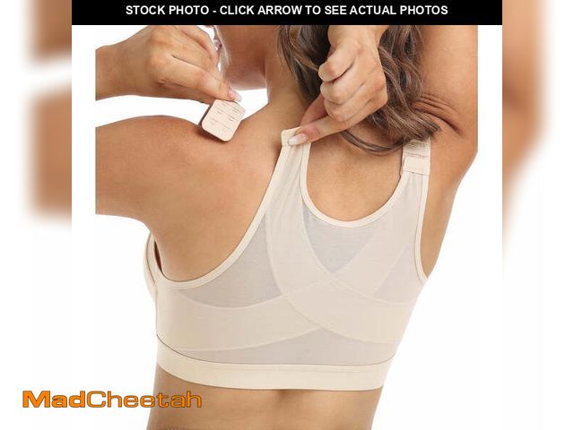 Lot 74-12834574 - Exerin Women's Back Support Front Closure Bra Full Coverage Non Padded Wirefree(Beige,34D) - UNUSED