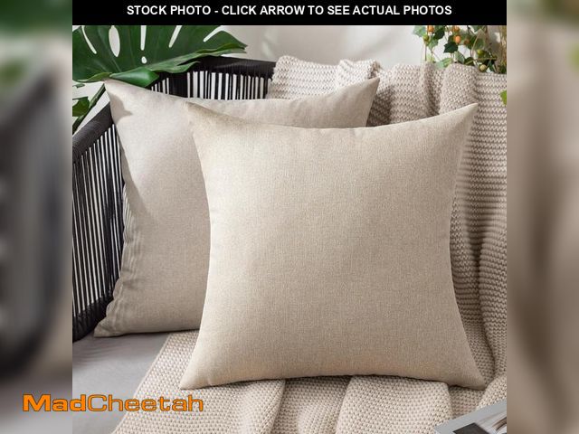 Lot 74-12439554 - MIULEE Pack of 2 Decorative Outdoor Solid Waterproof Throw Pillow Covers Euro Sham Faux Linen Garden...