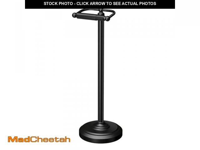 Lot 74-12365133 - Gatco Double Post Freestanding Toilet Paper Holder in Matte Black - UNUSED