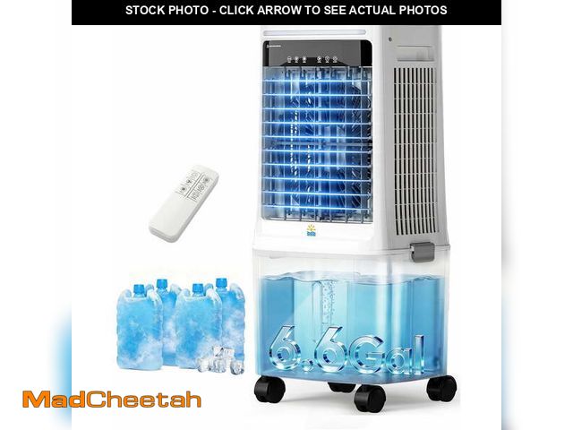 Lot 74-14353622 - Flamemore Upgraded 1800CFM Evaporative Air Cooler Fan Humidifier with 6.6 gal Tank &amp; 4 Ice Packs...