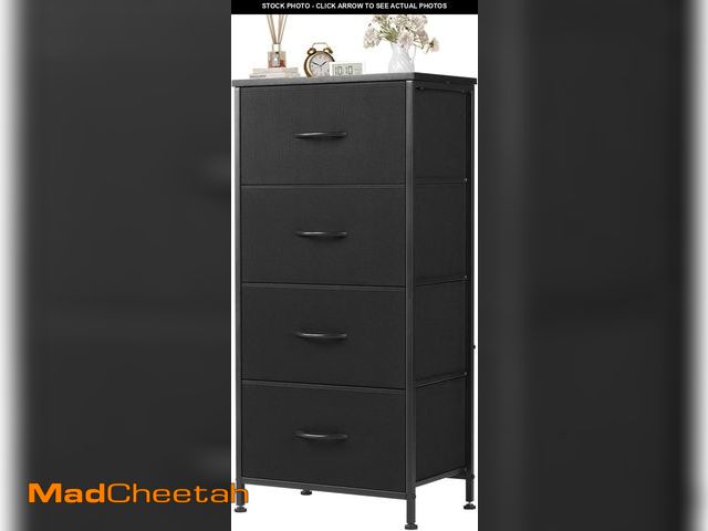 Lot 74-12396981 - Sweetcrispy Nightstand Small Bedroom Dresser with 4 Fabric Drawers, Bed Side Furniture End Table, Wo...