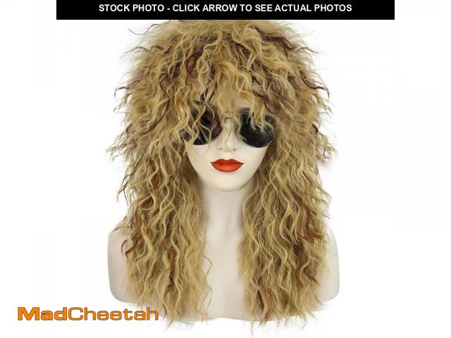 Lot 74-12432725 - ANOGOL Hair Cap+ Long Curly Blonde Mixed Brown Reddish Wig 70s 80s Mullet Wigs for Women Metal Hair ...