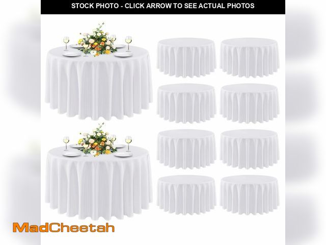 Lot 74-14272026 - sancua 10 Pack Round Tablecloth White 90 Inch - Stain and Wrinkle Resistant Table Cloth, Washable Po...