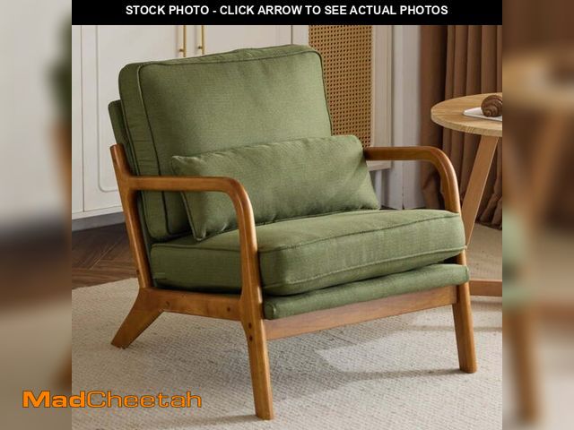 Lot 74-13046133 - UBesGoo, Linen Upholstered Accent Chair, Green - UNUSED