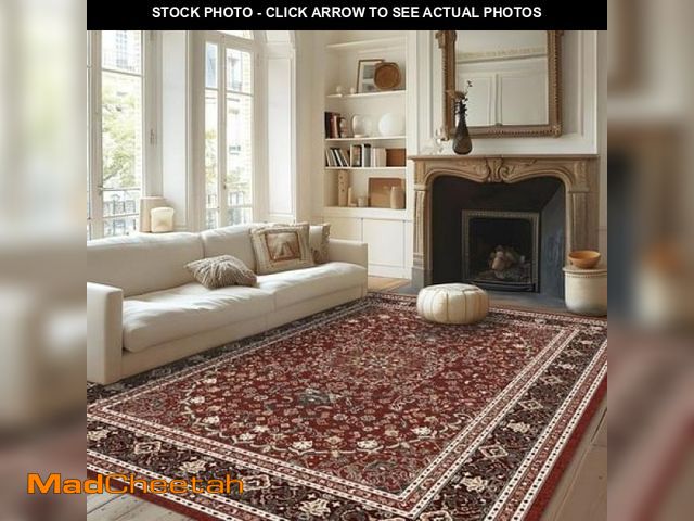 Lot 74-12158731 - Pentantan 9 X12  Area Rug for Living Room  Red Retro Style Washable Rug with Anti-Slip Backing - UNU...