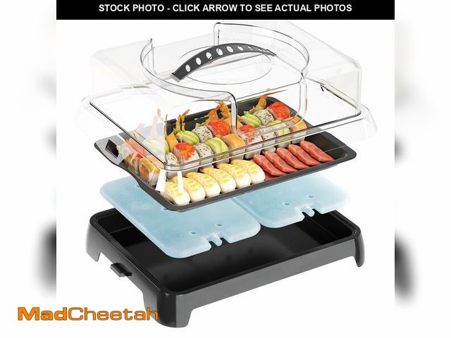 Lot 74-14332475 - Chilled Portable Serving Tray Platterbox with Reusable Ice Pack with Lid Shrimp Cocktail Serving Dis...
